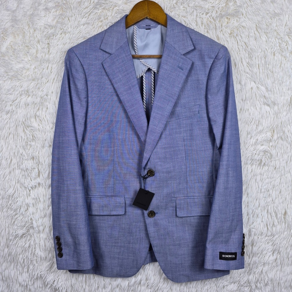 Bonobos Mens Unconstructed Jetsetter Blazer Light Blue Chambray 36S 25420-BNU15
